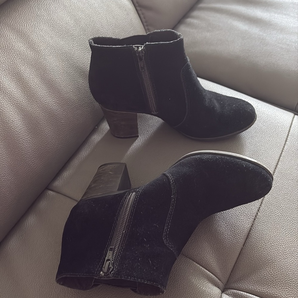 Clarks Black Ankle Boots with Suede Finish
